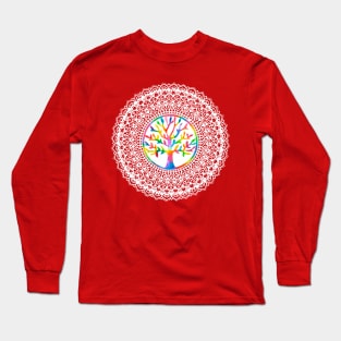 White Tree of Life Mandala Long Sleeve T-Shirt